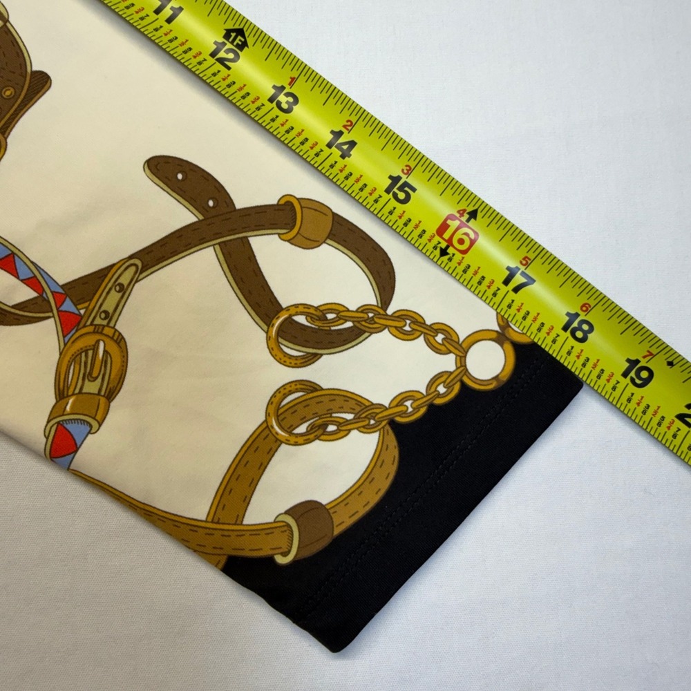 J McLaughlin Catalina Cloth Equestrian Horse Bit Chain Print Top XL Preppy - Picture 7 of 8